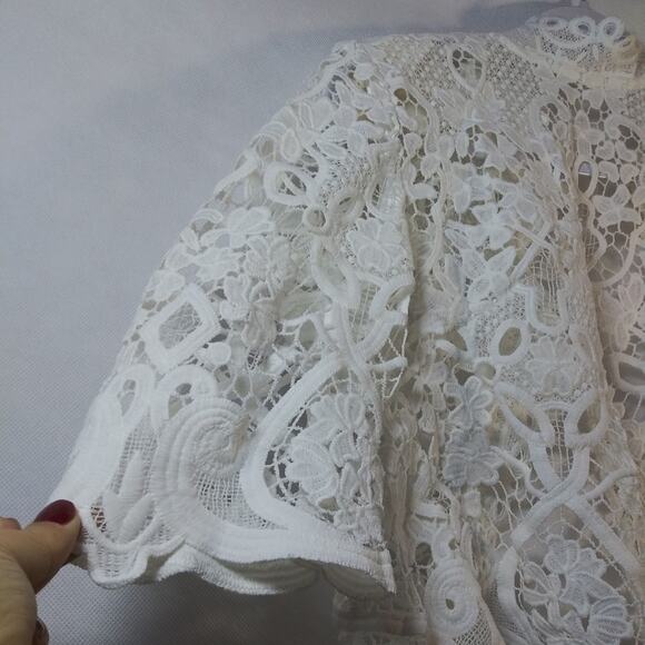 Asilio The Mind Fall Top White Lace Crop Topper Size 4 - Picture 4 of 11